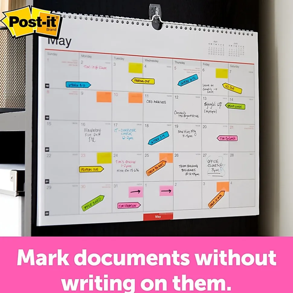 Post-it® Notes Arrow Flags, 1/2", Assorted Primary Colors, 24 Flags Per Pad, Pack Of 4 Pads