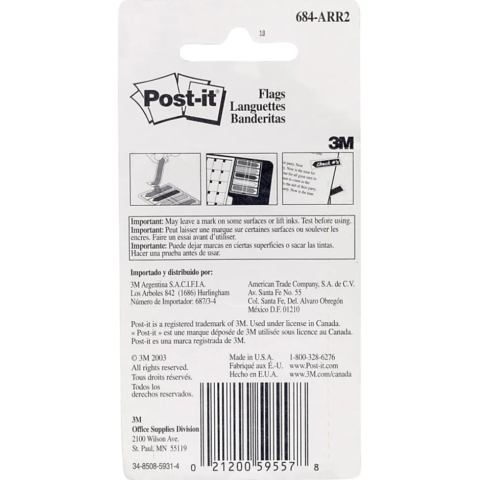 Post-it® Notes Arrow Flags, 1-3/4" x 1/2", Assorted Bright Colors, Pack Of 100 Flags