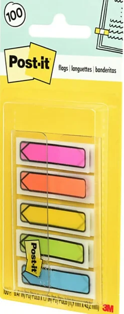 Post-it® Notes Arrow Flags, 1-3/4" x 1/2", Assorted Bright Colors, Pack Of 100 Flags