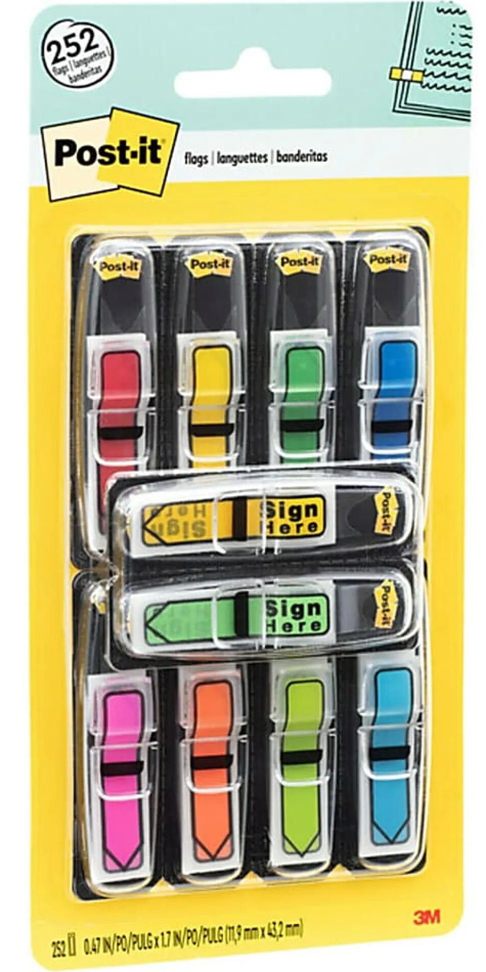 Post-it® Notes Arrow Flags, 7/16" x 1-7/10", Assorted Colors, 24 Flags Per Pad, Pack Of 10 Pads