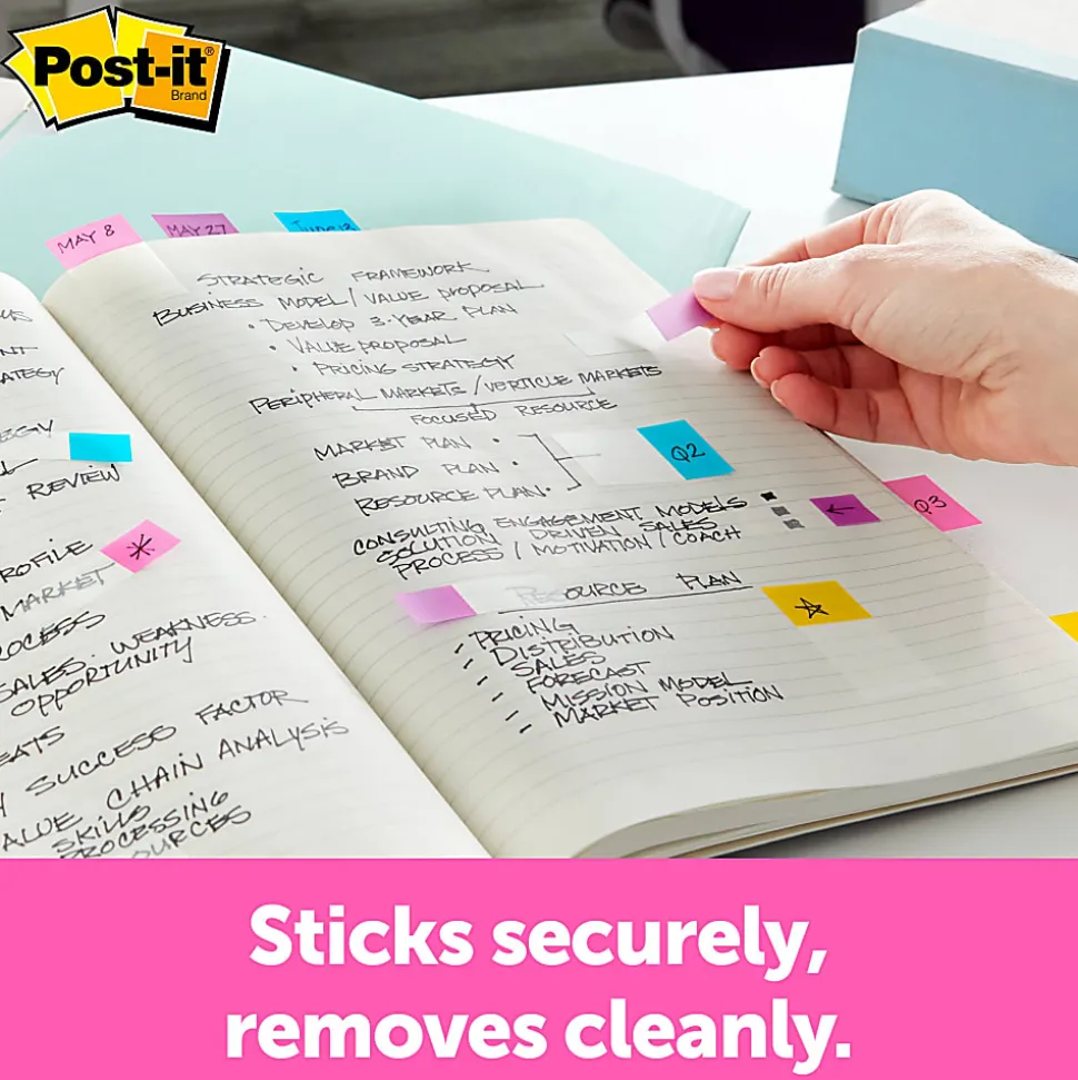 Post-it® Notes Arrow Flags, 7/16" x 1-7/10", Assorted Colors, 24 Flags Per Pad, Pack Of 10 Pads