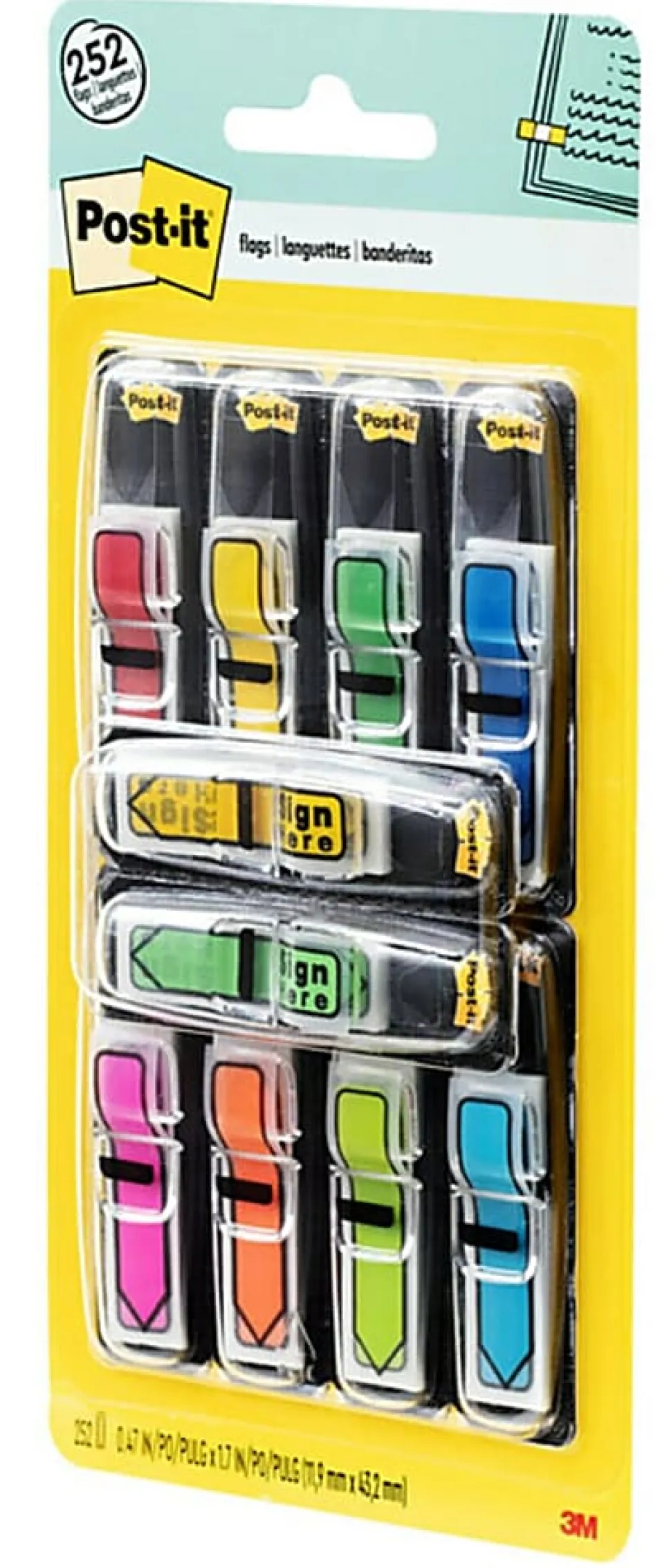 Post-it® Notes Arrow Flags, 7/16" x 1-7/10", Assorted Colors, 24 Flags Per Pad, Pack Of 10 Pads
