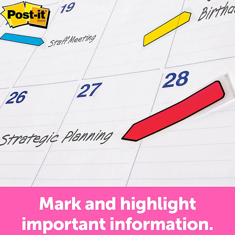 Post-it® Notes Arrow Flags, 7/16" x 1-7/10", Assorted Colors, 24 Flags Per Pad, Pack Of 10 Pads