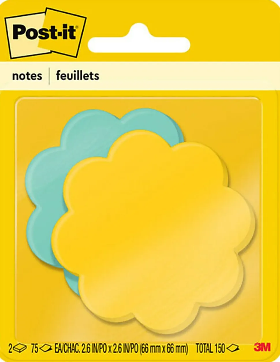 Post-it® Notes, Designer Memo Cube, 3" x 3", Yellow/Blue, 75 Sheets Per Pad, Pack of 2 Pads