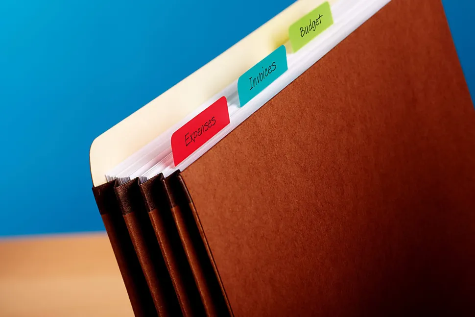 Post-it® Notes Durable Filing Tabs, 3" x 1-1/2", Assorted Colors, 6 Flags Per Pad, Pack Of 4 Pads