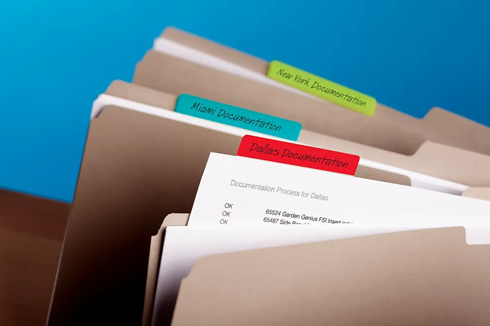 Post-it® Notes Durable Filing Tabs, 3" x 1-1/2", Assorted Colors, 6 Flags Per Pad, Pack Of 4 Pads