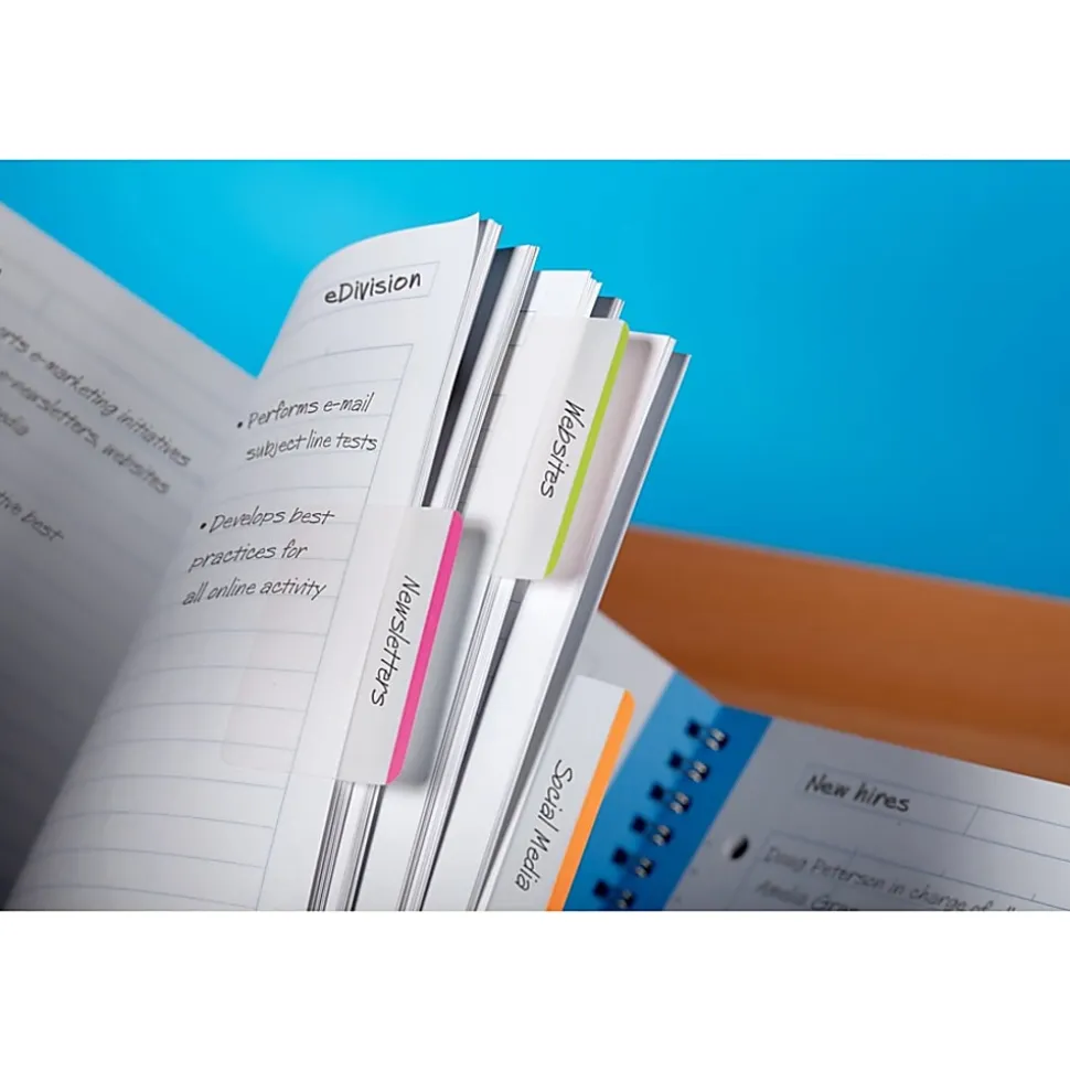 Post-it® Notes Durable Filing Tabs, 1" And 2" Tabs, Assorted Colors (686VAD1), Pack Of 7 Pads