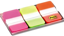 Post-it® Notes Durable Filing Tabs, 1" x 1-1/2", Green/Orange/Pink, 22 Flags Per Pad, Pack Of 3 Pads