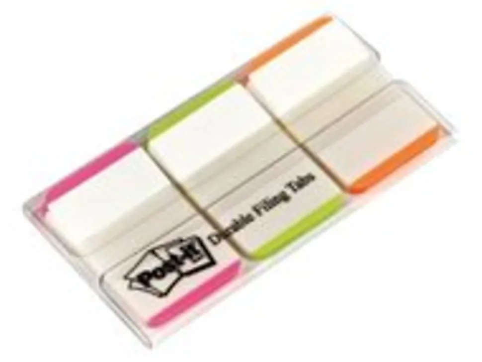 Post-it® Notes Durable Filing Tabs, 1" x 1-1/2", Green/Orange/Pink Color Bars, 22 Flags Per Pad, Pack Of 3 Pads