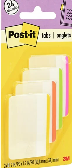 Post-it® Notes Durable Filing Tabs, 2", Assorted Colors, 6 Flags Per Pad, Pack Of 4 Pads
