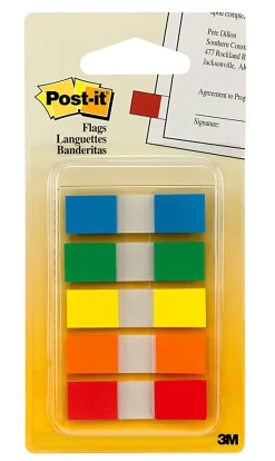 Post-it® Notes Mini Flags with Dispenser, 20 Flags Per Pad, Pack Of 5 Pads