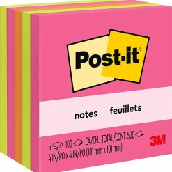 Post-it® Notes - Poptimistic Color Collection - 4"x 4" - Square - 100 Sheets , Pack Of 5 - 6755AN