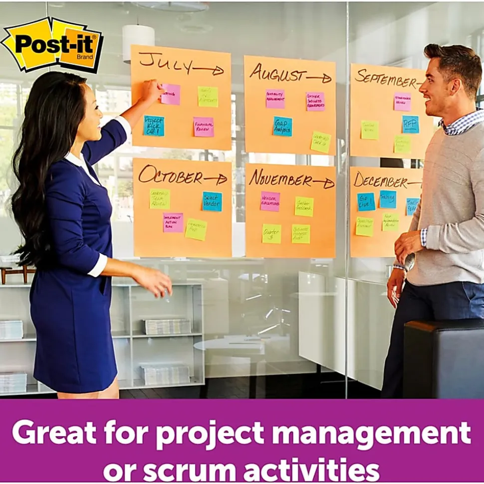 Post-it® Notes Super Sticky Big Notes, 30 Sheets, 15" x 15", Neon Orange