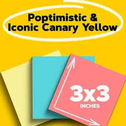 Post-it® Notes Value Pack, 3 in x 3 in, 14 Pads, 100 Sheets/Pad, Clean Removal, Canary Yellow and Poptimistic Collection