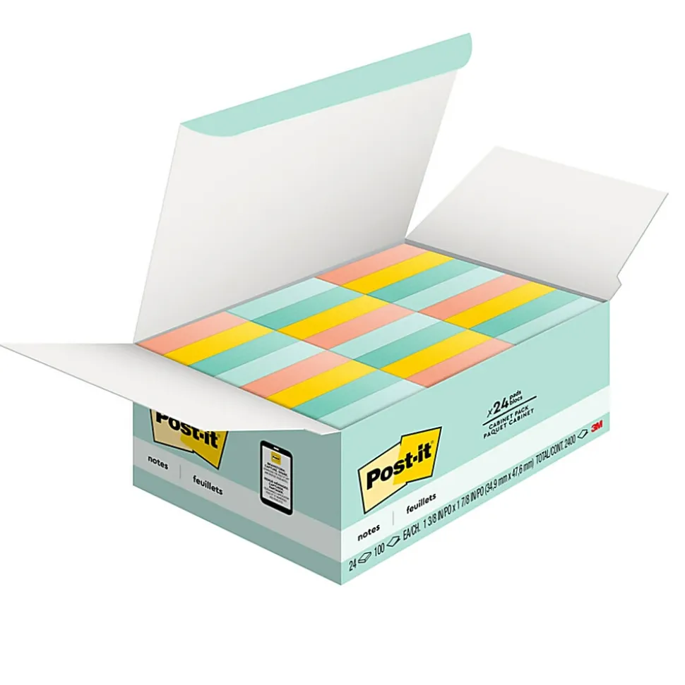 Post-it® Notes, 1.38 x 1.88 in, 24 Bulk Mini Sticky Note Pads, 100 Sheets/Pad, School Supplies and Office Products, Beachside Café