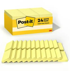 Post-it® Notes, 1.38 x 1.88 in, 24 Bulk Mini Sticky Note Pads, 100 Sheets/Pad, School Supplies and Office Products, The Iconic Canary Yellow Note