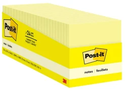 Post-it® Notes, 3 x 3 in, 24 Bulk Sticky Note Pads, 100 Sheets/Pad, School Supplies and Office Products, The Iconic Canary Yellow Note