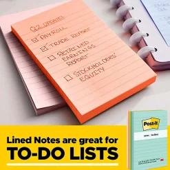 Post-it® Notes, 4 x 6 in, 5 Lined Sticky Note Pads, 100 Sheets/Pad, School Supplies and Office Products, Beachside Café