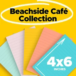 Post-it® Notes, 4 x 6 in, 5 Lined Sticky Note Pads, 100 Sheets/Pad, School Supplies and Office Products, Beachside Café