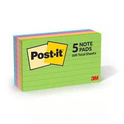 Post-it® Notes, 3 x 5 in, 5 Lined Sticky Note Pads, 100 Sheets/Pad, School Supplies and Office Products, Floral Fantasy