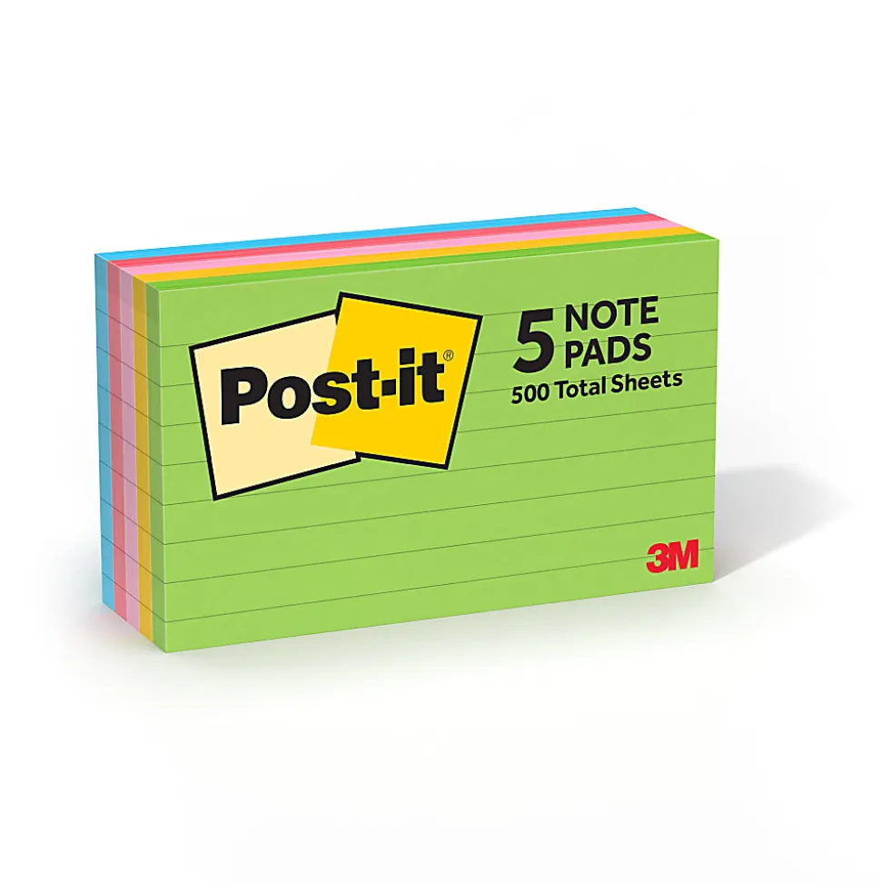 Post-it® Notes, 3 x 5 in, 5 Lined Sticky Note Pads, 100 Sheets/Pad, School Supplies and Office Products, Floral Fantasy