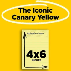 Post-it® Notes, 4 x 6 in, 12 Lined Sticky Note Pads, 100 Sheets/Pad, School Supplies and Office Products, The Iconic Canary Yellow Note
