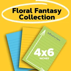 Post-it® Notes, 4 x 6 in, 3 Lined Sticky Note Pads, 3 Pads, 100 Sheets/Pad, School Supplies and Office Products, Floral Fantasy