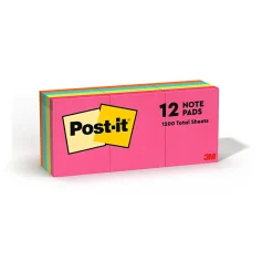 Post-it® Notes, 1.38 x 1.88 in, 12 Mini Sticky Note Pads, 100 Sheets/Pad, School Supplies and Office Products, Poptimistic