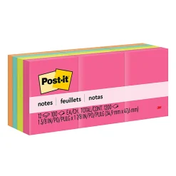 Post-it® Notes, 1.38 x 1.88 in, 12 Mini Sticky Note Pads, 100 Sheets/Pad, School Supplies and Office Products, Poptimistic