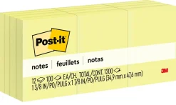 Post-it® Notes, 1.38 x 1.88 in, 12 Mini Sticky Note Pads, 100 Sheets/Pad, School Supplies and Office Products, The Iconic Canary Yellow Note