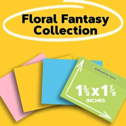 Post-it® Notes, 1.38 x 1.88 in, 12 Mini Sticky Note Pads, 100 Sheets/Pad, School Supplies and Office Products, Floral Fantasy