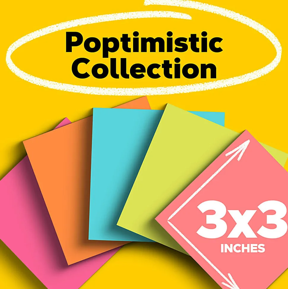 Post-it® Notes, 3 x 3 in, 18 Sticky Note Pads, 100 Sheets/Pad, School Supplies and Office Products, Poptimistic