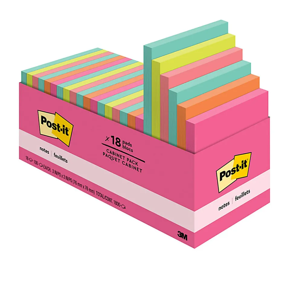 Post-it® Notes, 3 x 3 in, 18 Sticky Note Pads, 100 Sheets/Pad, School Supplies and Office Products, Poptimistic