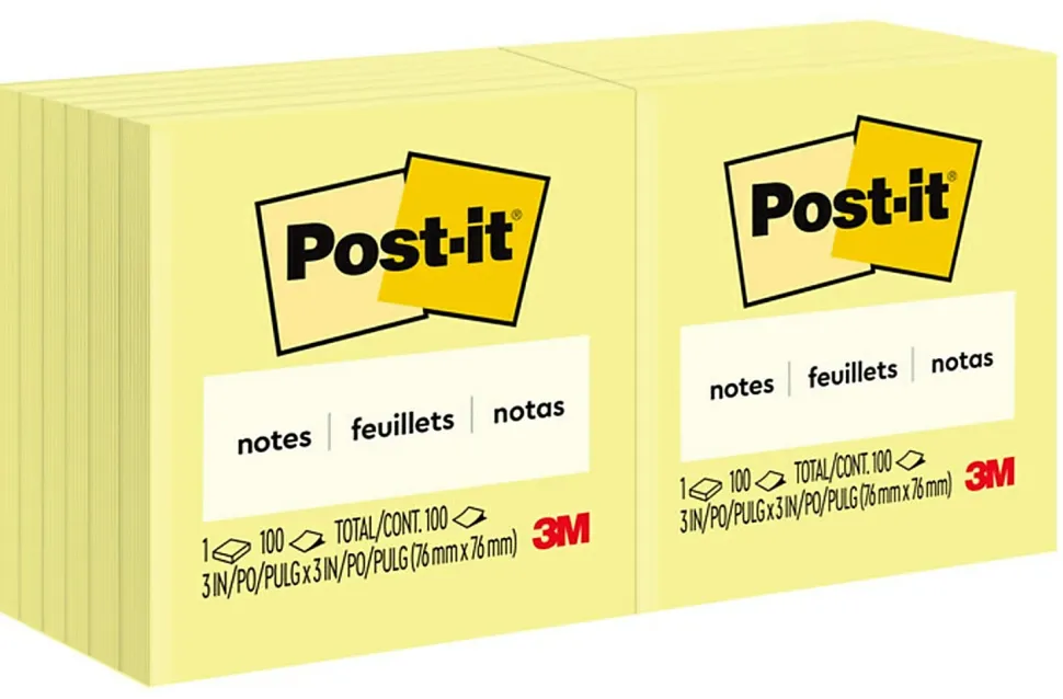 Post-it® Notes, 3 x 3 in, 12 Sticky Note Pads, 100 Sheets/Pad, School Supplies and Office Products, The Iconic Canary Yellow Note