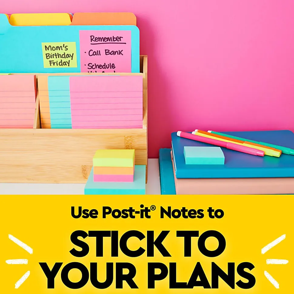 Post-it® Notes, 3 x 3 in, 18 Sticky Note Pads, 100 Sheets/Pad, School Supplies and Office Products, Sunburst