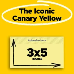 Post-it® Notes, 3 x 5 in, 12 Sticky Note Pads, 100 Sheets/Pad, School Supplies and Office Products, The Iconic Canary Yellow