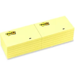 Post-it® Notes, 3 x 5 in, 12 Sticky Note Pads, 100 Sheets/Pad, School Supplies and Office Products, The Iconic Canary Yellow