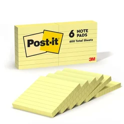Post-it® Notes, 3 x 3 in, 6 Sticky Note Pads, 100 Sheets/Pad, School Supplies and Office Products, The Iconic Canary Yellow Note