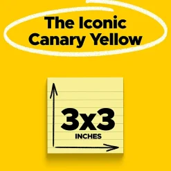 Post-it® Notes, 3 x 3 in, 6 Sticky Note Pads, 100 Sheets/Pad, School Supplies and Office Products, The Iconic Canary Yellow Note