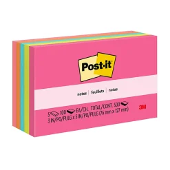 Post-it® Notes, 3 x 5 in, 5 Sticky Note Pads, 100 Sheets/Pad, School Supplies and Office Products, Poptimistic