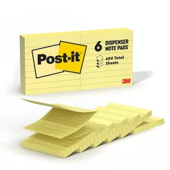 Post-it® Pop Up Notes, 3 x 3 in, 6 Lined Sticky Note Pads, 100 Sheets/Pad, Accordion Sticky Notes Works with Pop Up Dispenser, Canary Yellow