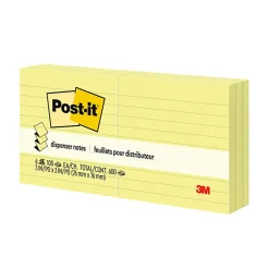 Post-it® Pop Up Notes, 3 x 3 in, 6 Lined Sticky Note Pads, 100 Sheets/Pad, Accordion Sticky Notes Works with Pop Up Dispenser, Canary Yellow