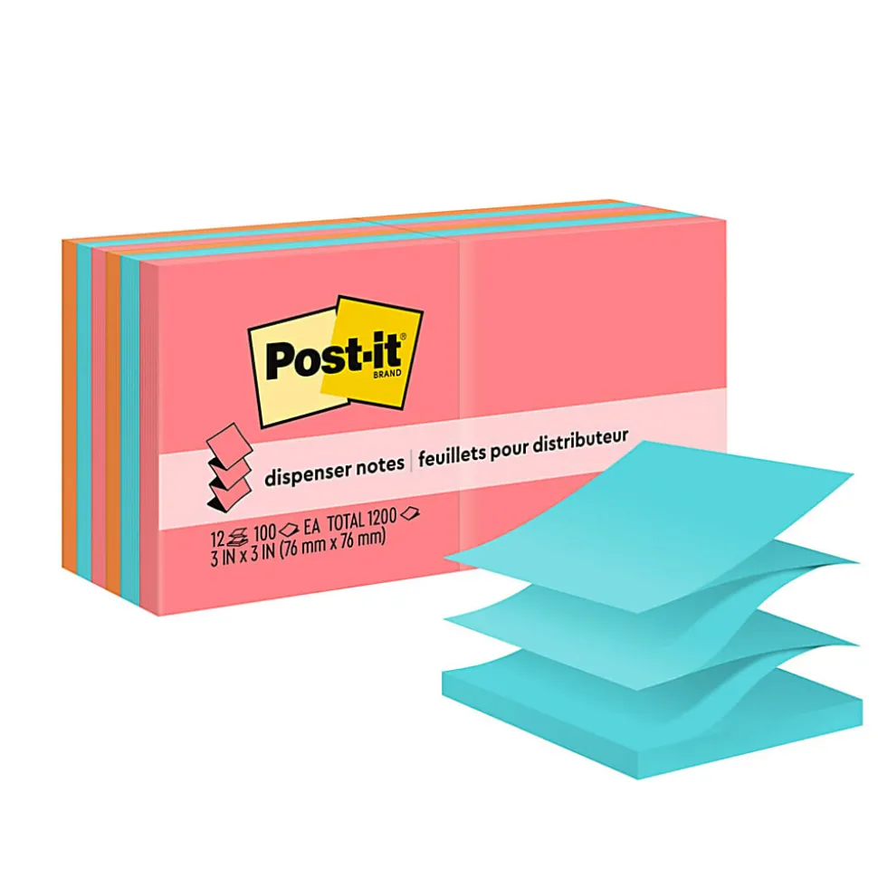 Post-it® Pop Up Notes, 3 x 3 in, 12 Sticky Note Pads, 100 Sheets/Pad, School Supplies and Office Products, Accordion Sticky Notes, Poptimistic