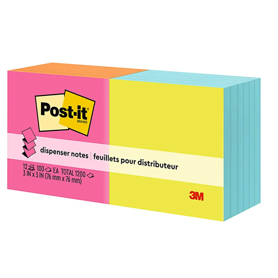 Post-it® Pop Up Notes, 3 x 3 in, 12 Sticky Note Pads, 100 Sheets/Pad, School Supplies, Accordion Sticky Notes Works with Pop Up Dispenser, Poptimistic