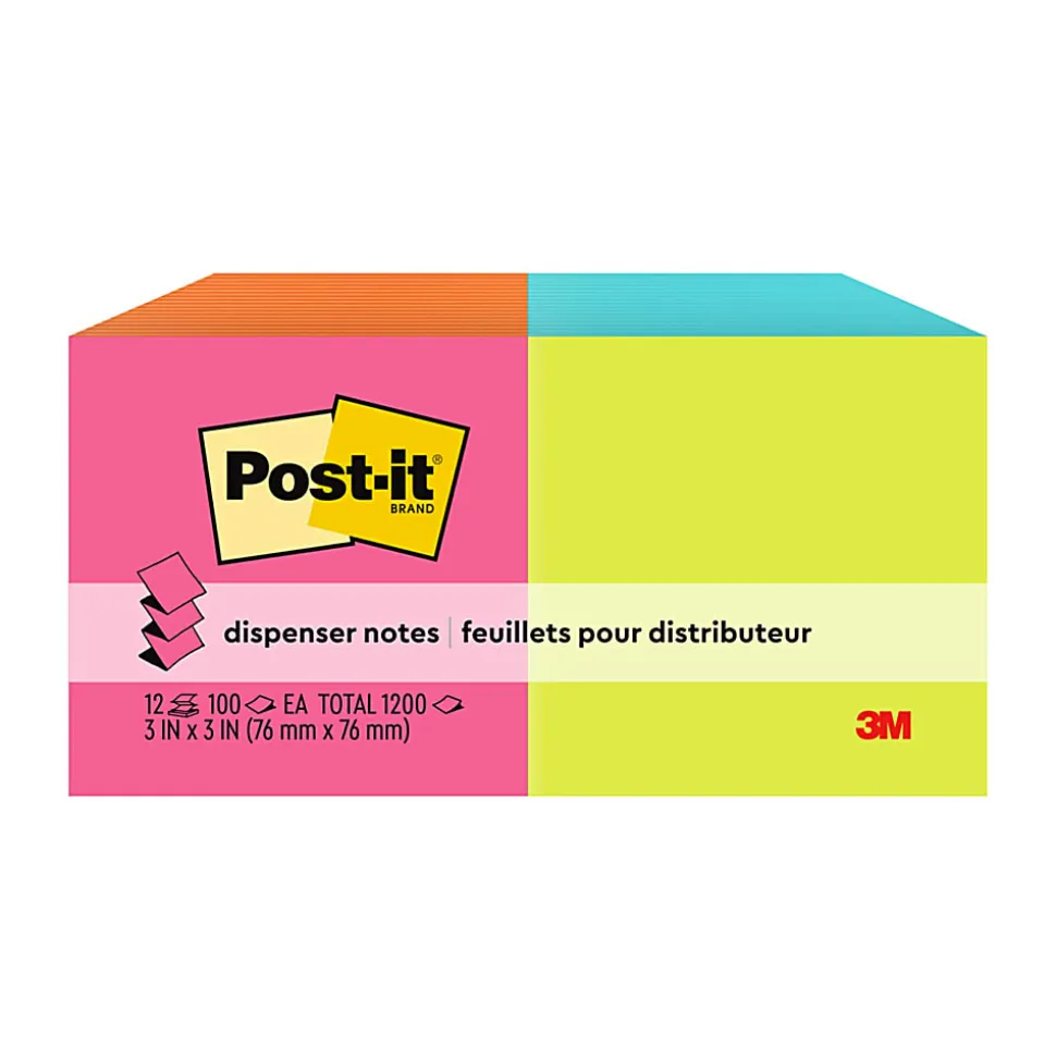 Post-it® Pop Up Notes, 3 x 3 in, 12 Sticky Note Pads, 100 Sheets/Pad, School Supplies, Accordion Sticky Notes Works with Pop Up Dispenser, Poptimistic
