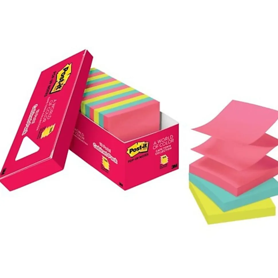 Post-it® Pop Up Notes, 3 x 3 in, 18 Sticky Note Pads, 100 Sheets/Pad, School Supplies and Office Products, Accordion Sticky Notes, Poptimistic