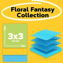 Post-it® Pop Up Notes, 3 x 3 in, 18 Sticky Note Pads, 100 Sheets/Pad, School Supplies and Office Products, Accordion Sticky Notes, Floral Fantasy