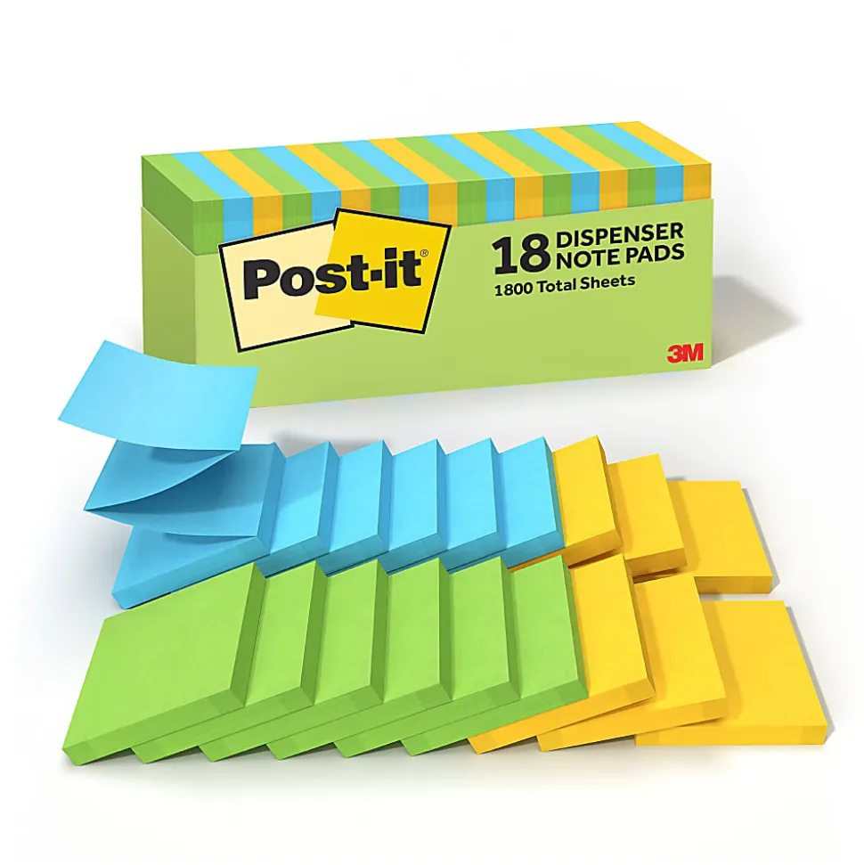 Post-it® Pop Up Notes, 3 x 3 in, 18 Sticky Note Pads, 100 Sheets/Pad, School Supplies and Office Products, Accordion Sticky Notes, Floral Fantasy