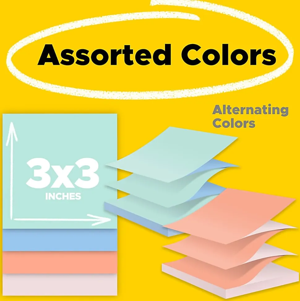 Post-it® Pop Up Notes, 3 x 3 in, 12 Sticky Note Pads, 100 Sheets/Pad, Accordion Sticky Notes Works with Pop Up Dispenser, Beachside Café