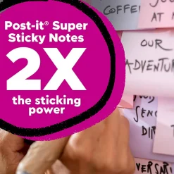Post-it® 100% Recycled Paper Super Sticky Notes, 3 x 3 in, 5 Sticky Note Pads, 70 Sheets/Pad, School Supplies and Office Products, Wanderlust Pastels